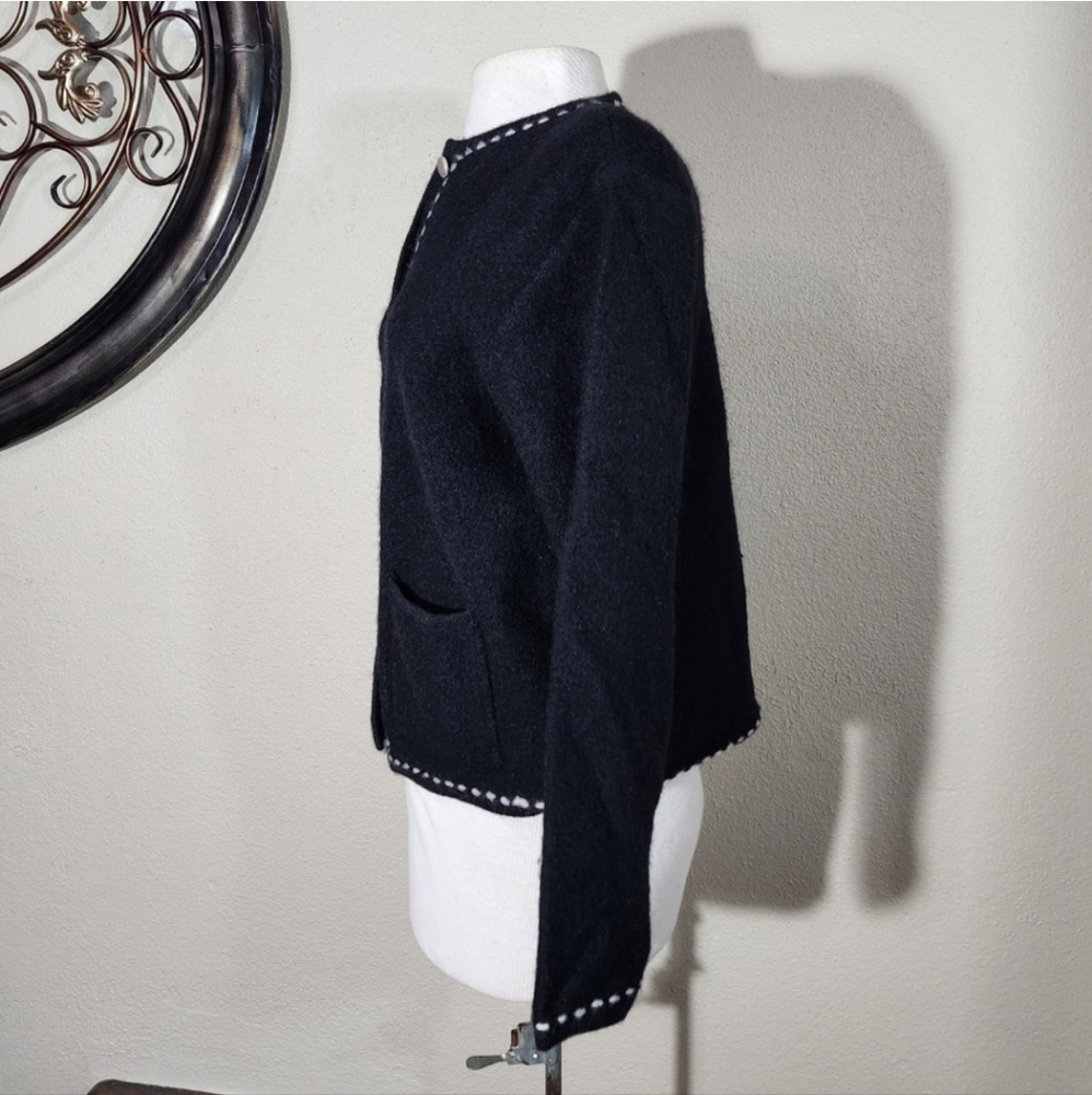 Karen Scott 100% Wool Cardigan Black Size L - Picture 8 of 17